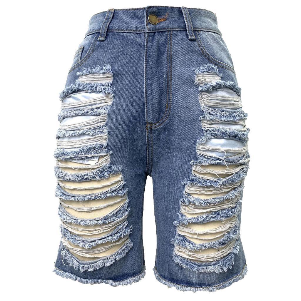 Módní Dámské Kapesní Elastické Jeans Džínové kalhoty Dámské šortky Ležérní šortky