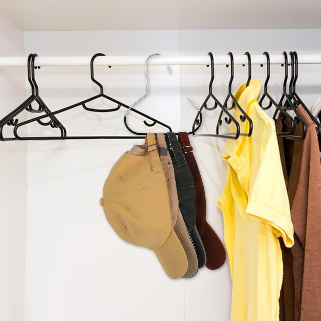 3 Packs Hat Hangers for Closet, Hat Organizers, Baseball Caps, Stainless Steel Hat Storage Hook, Hat Rack, Slip-Resistant, Space-Saving, Black