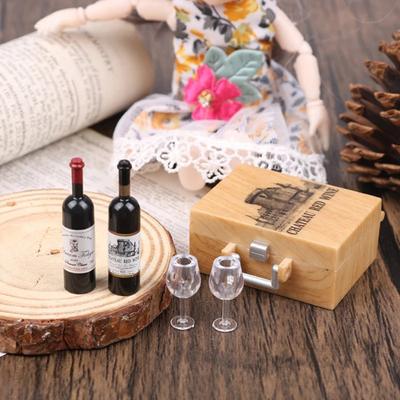 1 Conjunto Mini Caixa de Vinho Modelos em Miniatura de Vinho Tinto Garrafas de Vinho Mini Realistas