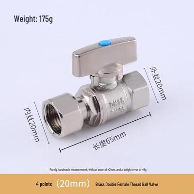 DN15 Copper Ball Valve for Hot/Cold Water (1/2" Double Female Thread)