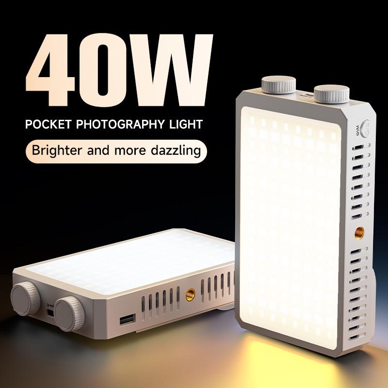 40W LED Camera Light 2800K-9000K Handheld Fill Light 4400mAh Rechargeable Photography Lighting for Photography