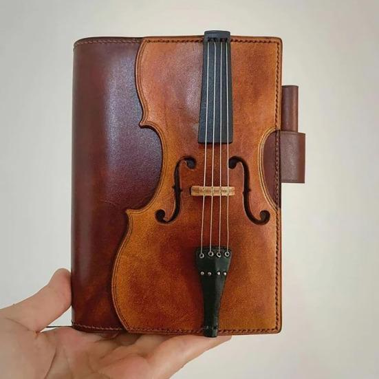 Vintage Violin Faux Leather Notebook Retro Journal with Musical Note Design Musical Gift for Musicians Collectors