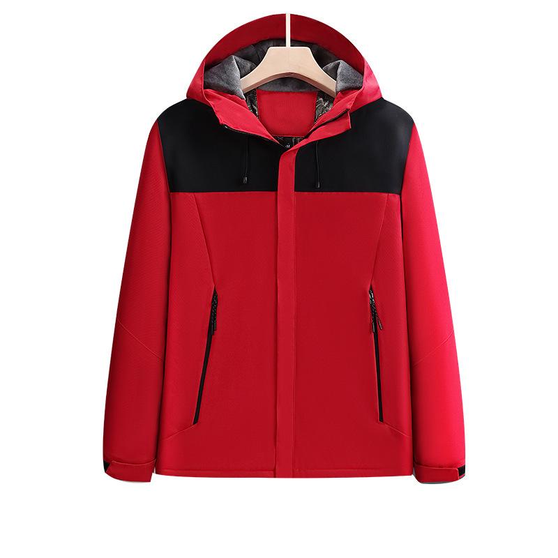 Men's Autumn-Winter Waterproof Windbreaker: Hooded Outdoor Mountaineering Jacket with Printed Logo.