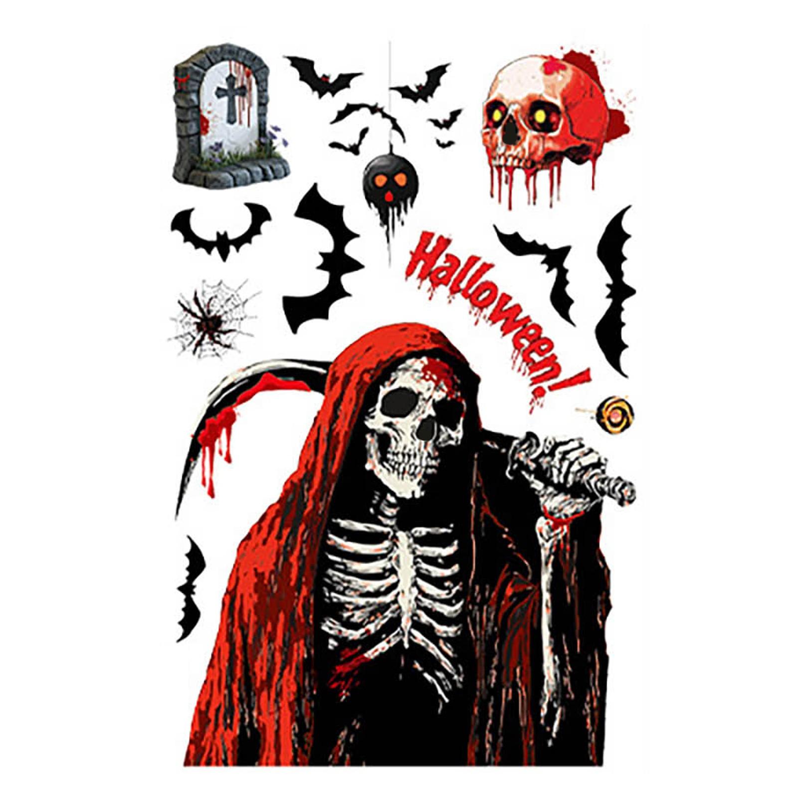 

Украшения на Хэллоуин Ужасные Статические Наклейки Креативные Наклейки на Стекло Смерть One Size