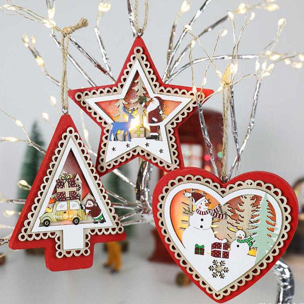 

Wooden Crafts Luminous Wooden Pendants Pentagram Wooden Luminous Pendant Home Decor