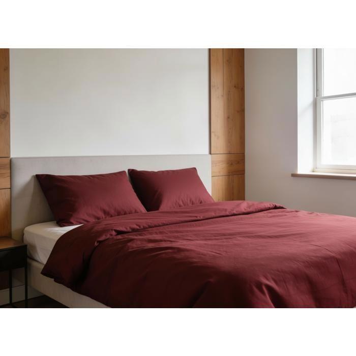 Housse de couette - HOMEROKK - 240x260cm - 100% Coton - 2 Taies d'oreiller - Rouge