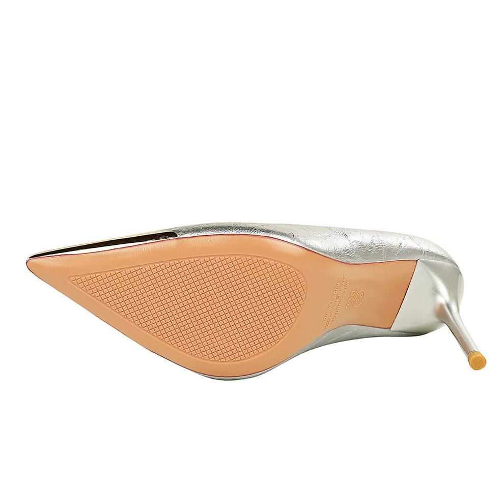 Μόδα Γυναικεία Παπούτσια με Ρηχό Κόψιμο, Μυτερή Μύτη, Λεπτό Τακούνι, Μεταλλική Διακόσμηση Μύτης, Εξαιρετικά Υψηλά Τακούνια, Μονόπατα