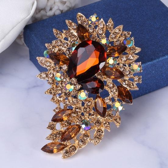 Vintage Crystal Brooch Anti-oxidation Anti-rust Alloy Lapel Pin Chic Colorful Crafted Pin Gift for Her