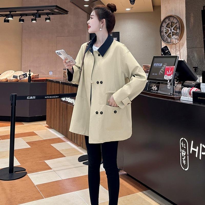 

Зимой новый свободный короткий тренч утеплен хлопком для отдыха в хлопковой куртке. L