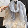 Elegant Thin Silk Scarf Bow Lace Scarf Wraps Fashion Embroidery Scarf  Spring
