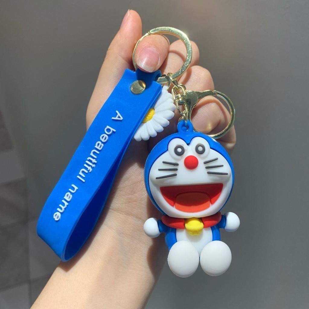 Adorable Cartoon Doraemon Keychain Cute Silicone Dangling Key Ring Accessories