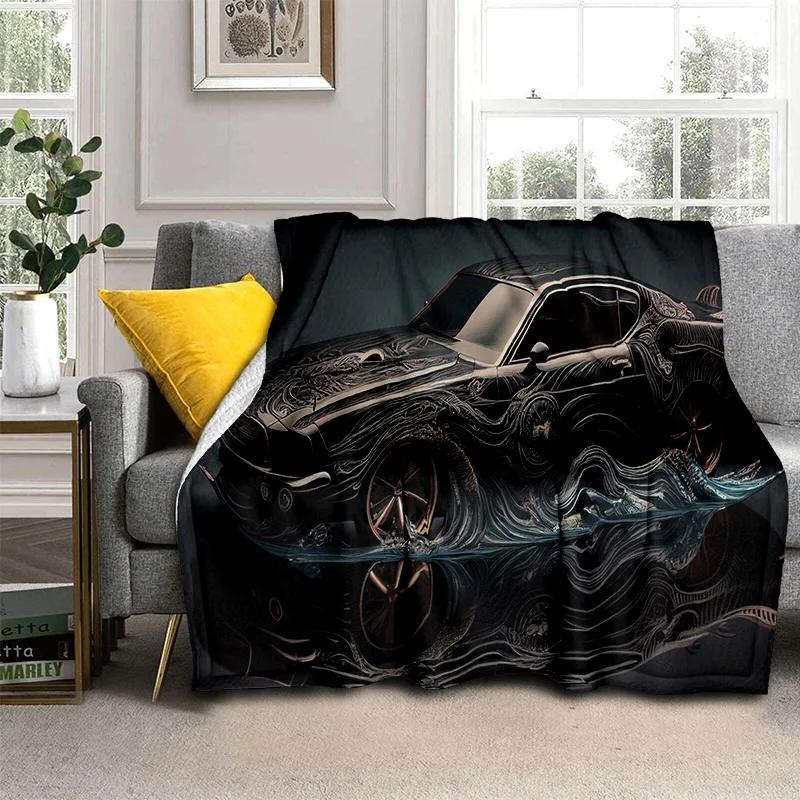 Coperta Cartone Animato Auto Sportiva Futura 3D HD Concept Car, Coperta Morbida da Divano per Casa Camera da Letto Letto Divano Picnic Viaggio Coperta per Bambino