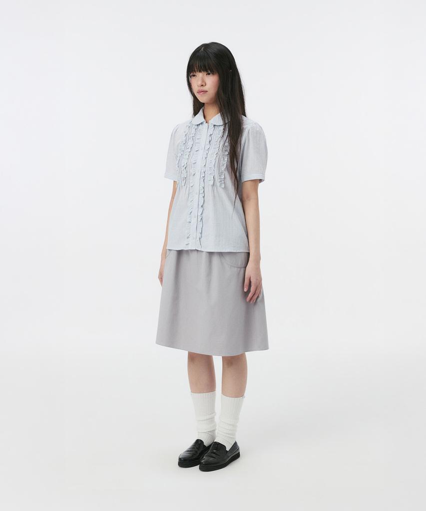 Ohesio Round Collar Frill Blouse, Stripe