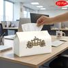 2D Flat, 1pc Tissue Box, Printed On Both Sides, Party Tissue Box, Vintage Royal Elegant, Multifunctional Tissue Holder, Carriage Frame Illustration, O