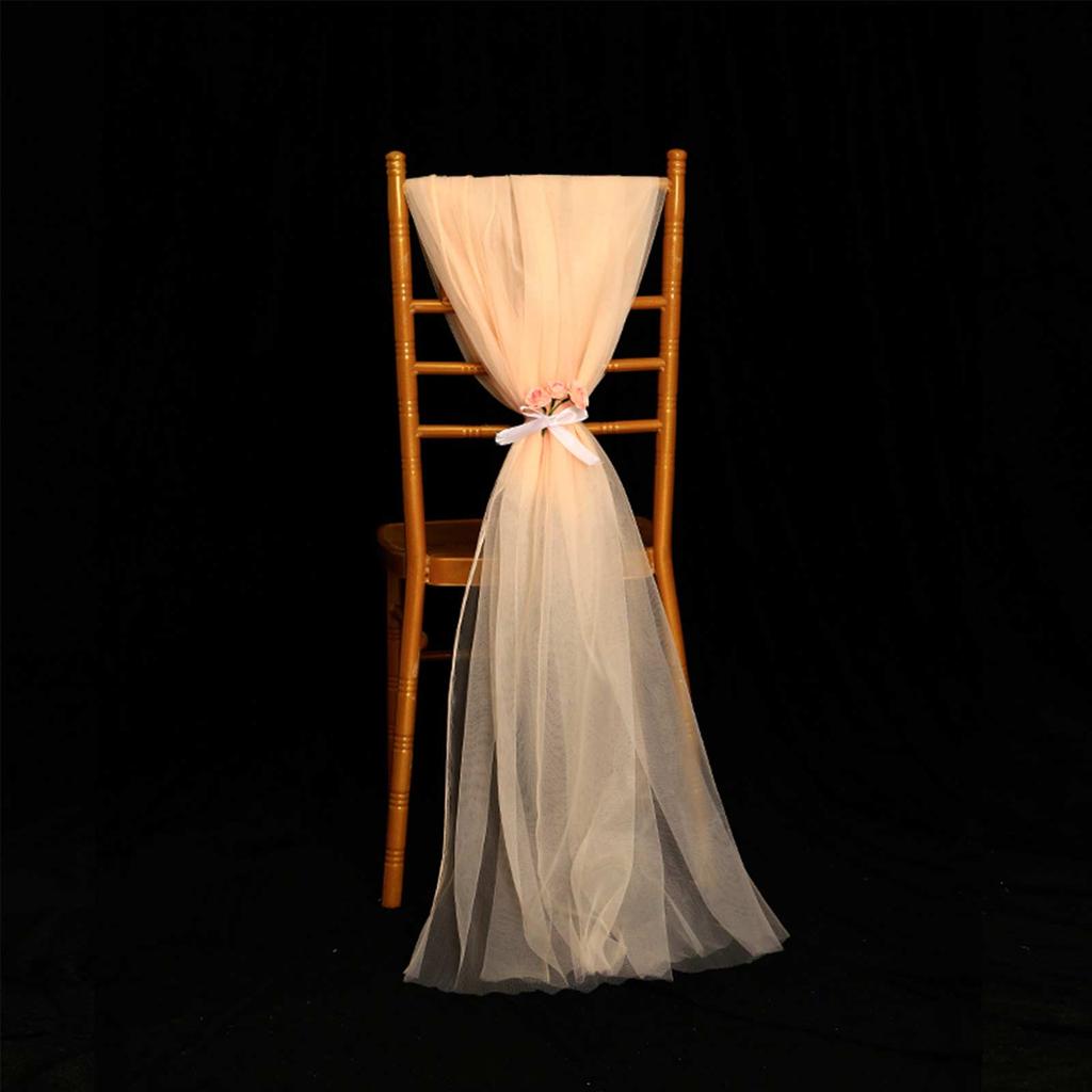 Wedding Chair Back Gauze Decoration Chair Mesh Yarn Back Decor for Hotels Wedding Banquets