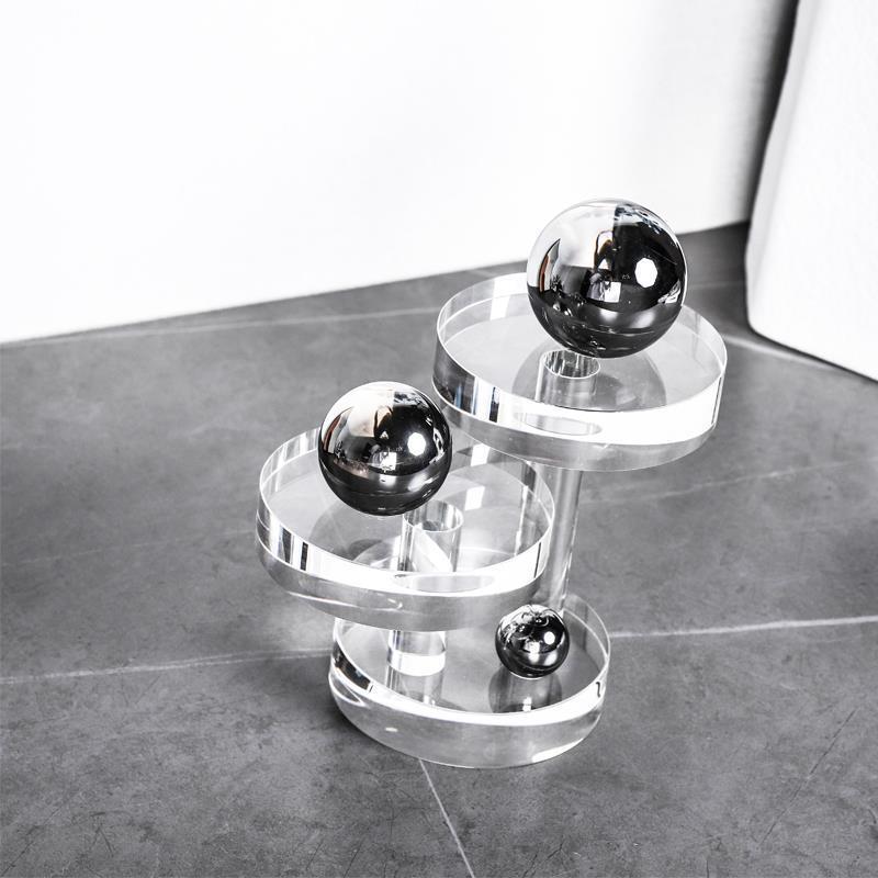 Glasornament Geometrische Kristallhandwerke Transparente Kristallkugel Skulptur Dekorative Figuren Heimdekorationszubehör