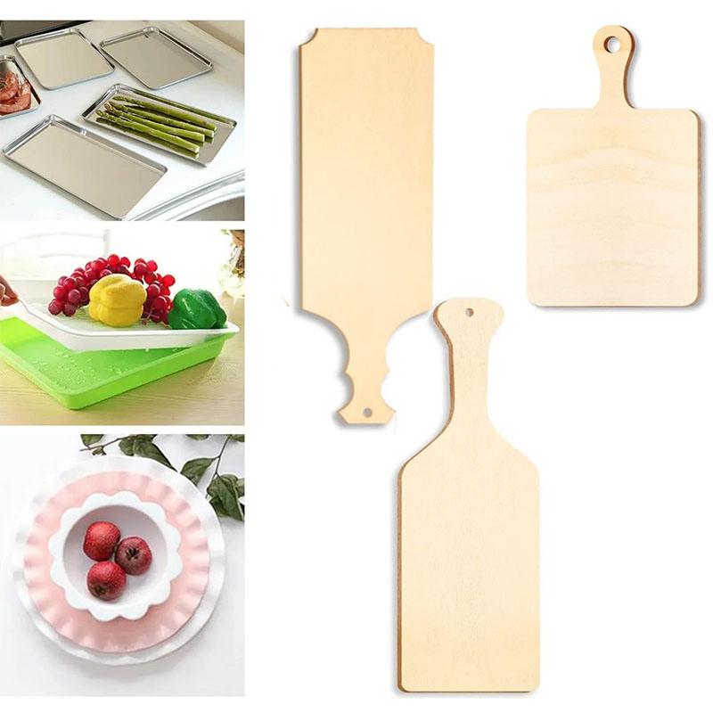 Set of 6 Wooden Cutting Boards Mini Paddle Boards for Serving Charcuterie Snacks Cheese Bread Food Photography Props Unique Shap