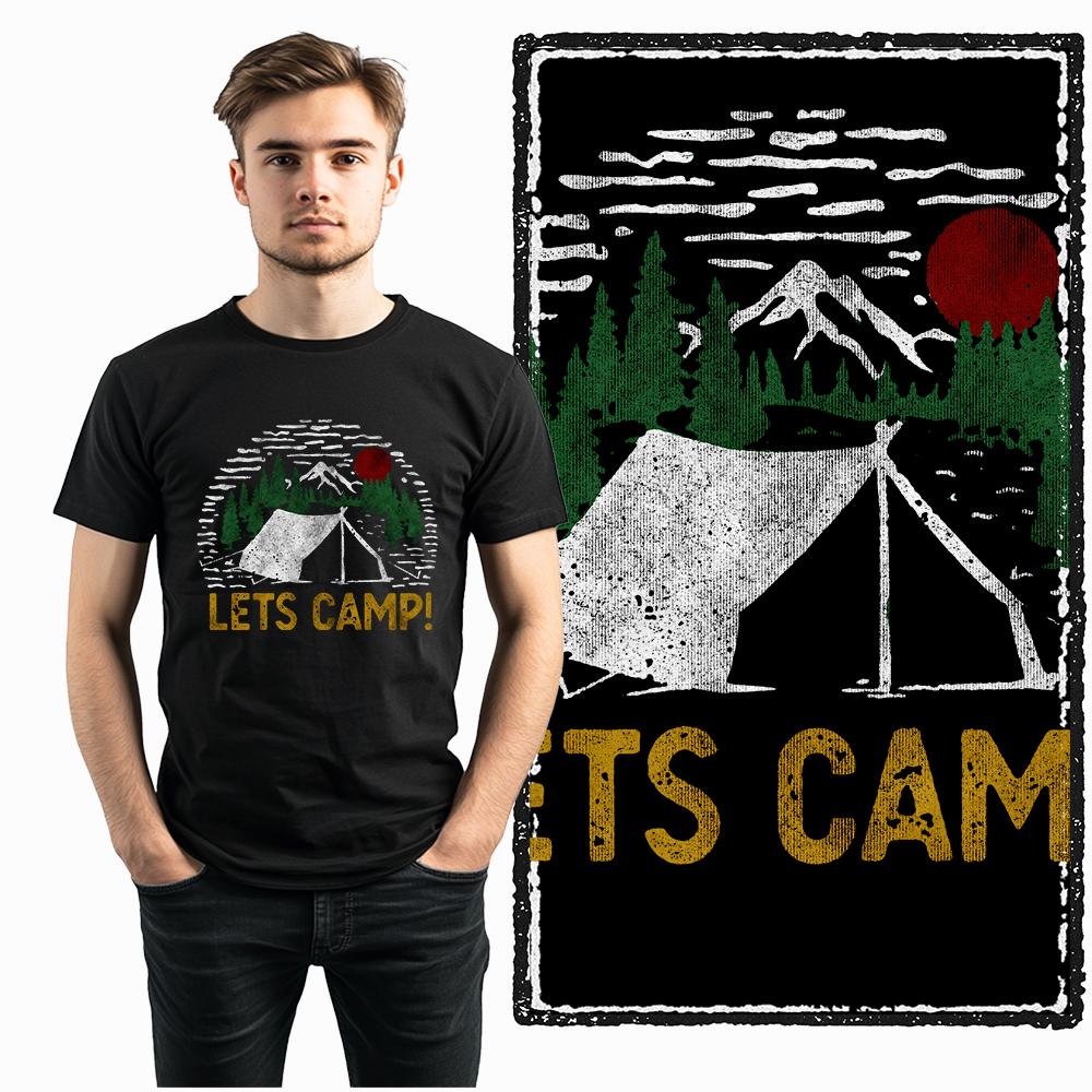 Coolmind YA004 100% cotton cool lets camp print men T shirt exclusive graphic o-neck men tshirt big size casual tee shirt man