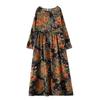 Floral Print Vintage Maxi Dress for Women Plus Size Spring Summer Loose Long Dress