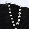 Women's Spring 2025 Beaded Round Neck Pullover Sweater