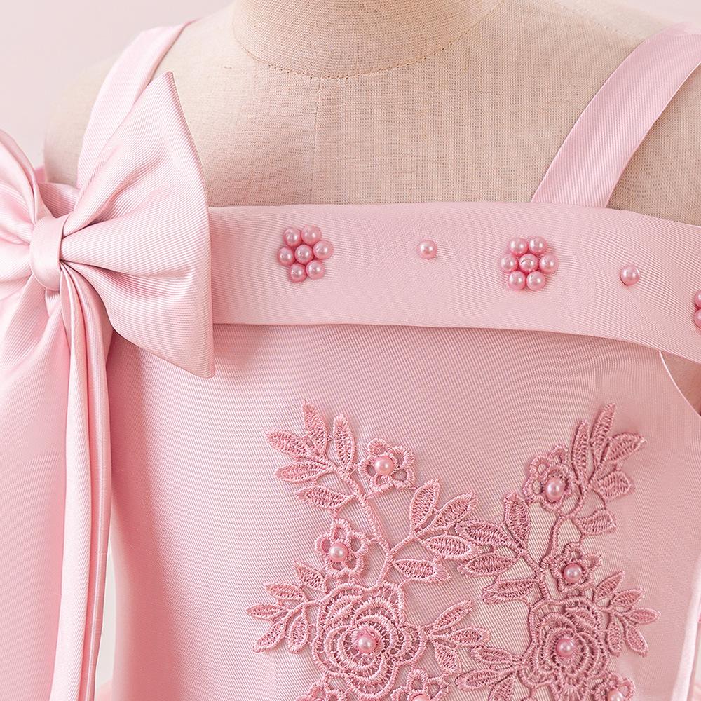 Flower Girl Princess Dress For Weddings Summer Kid Formal Bow Long Gown For School Evening Party Children New Year Cloth  ALP-0028