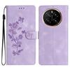 For Honor Magic7 Pro 5G Case Leather Imprinted Flower Phone Cover Wallet with Wrist Strap