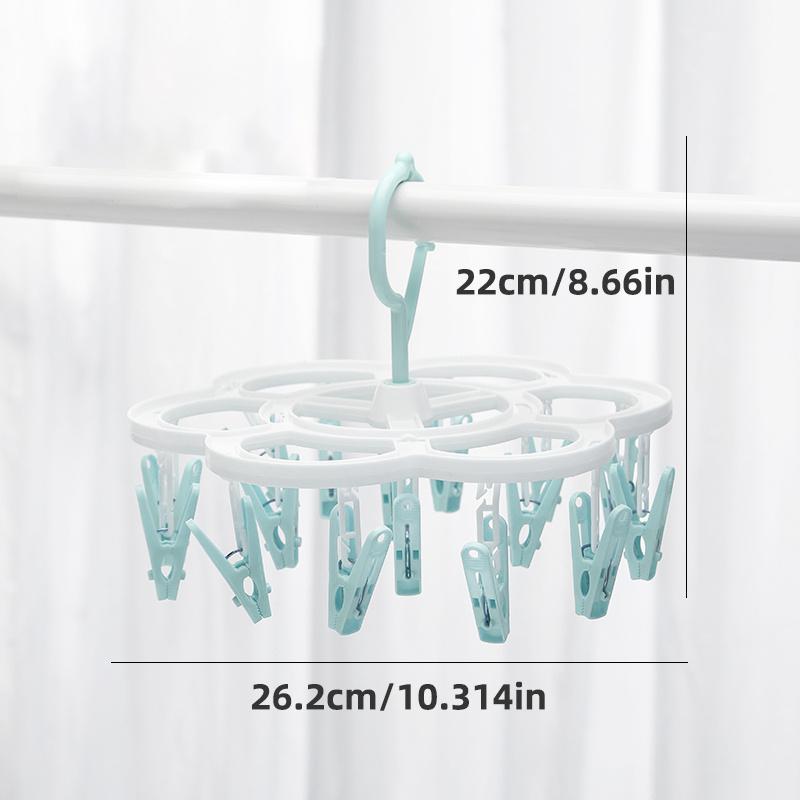360° Rotating Socks Drying Rack With 16 Clips Plastic Laundry Hanger Multi-Directional Space-Saving Laundry Organization Drying Rack for Socks 1 piece синий
