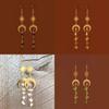 Fashion Asymmetrical Crystal Earrings With Moonstone And Geometric Alloy Design For Women