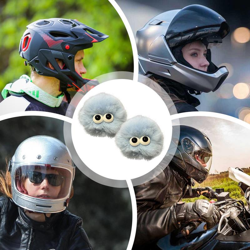 Decoration For Hard Hat 2pcs Creative Big Eyes Plush For Hardhat Round Ear Headgear Decorations Head Doll Decoration For