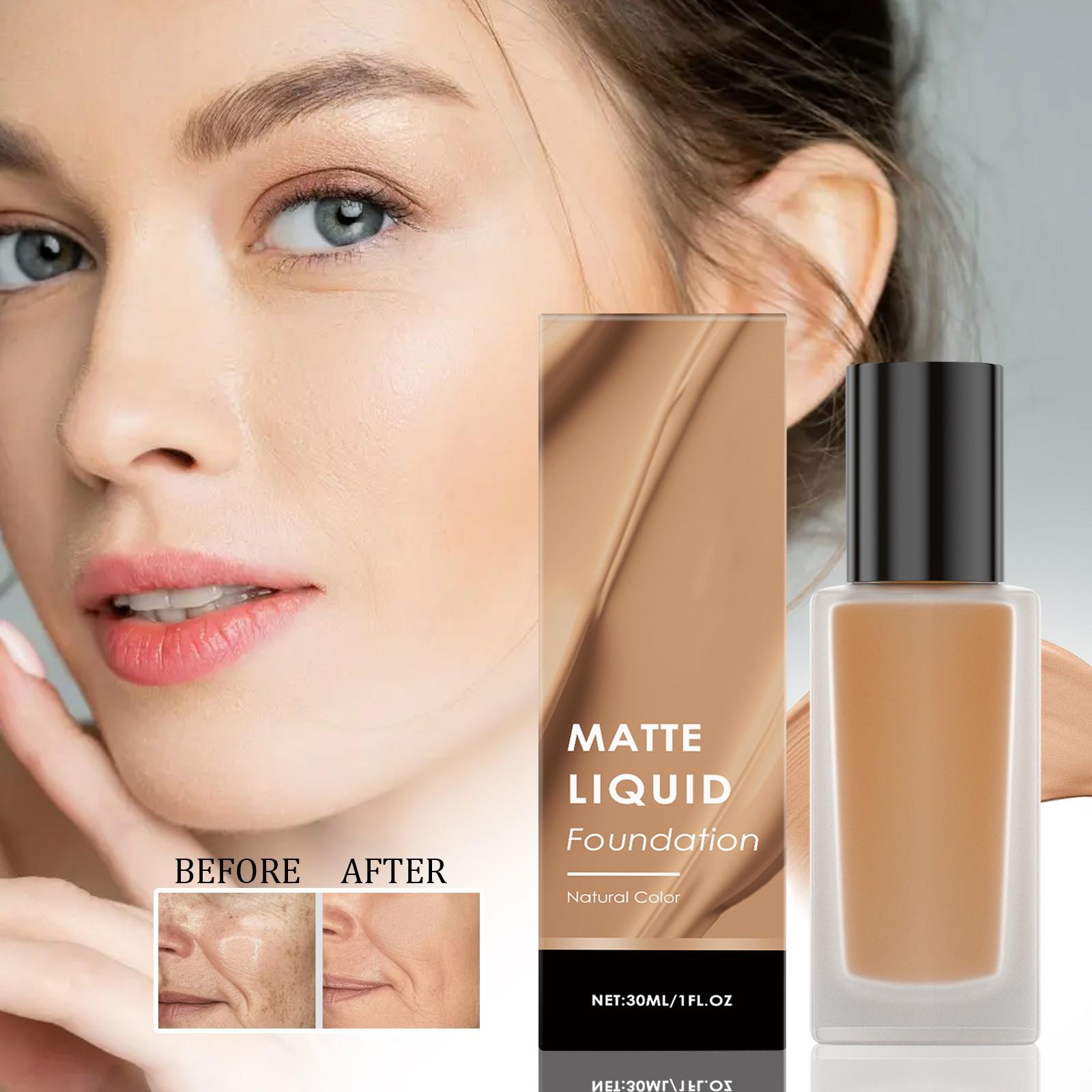 

Adhesive Foundation Long Lasting Makeup Moisturizing Light Hydrating Foundation, Lightweight Full Coverage Foundation, 30ML ,Natural Color/Ivory , One Size