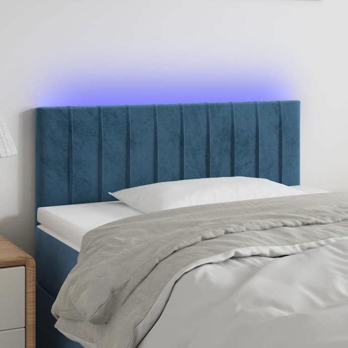 VidaXL Tête de Lit à LED Meuble de Chambre à Coucher Accessoire de Lit Simple Tête de Cadre de Lit Intérieur Bleu Foncé 3121890