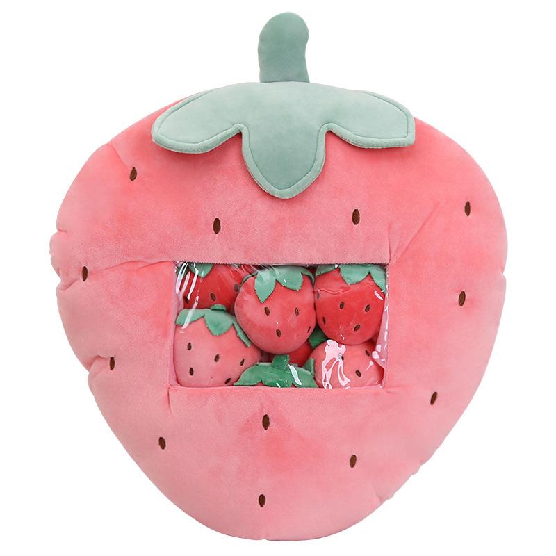 

Cute Strawberry & Carrot Pillow: Cartoon Plush Toy Snack Bag & Backrest Doll 40cm