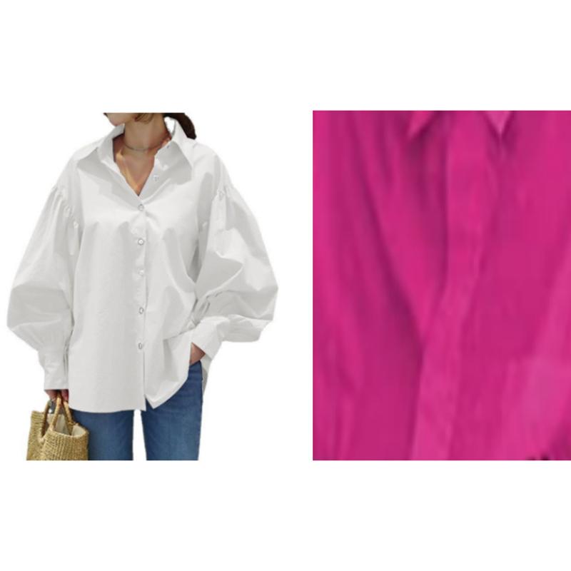 

Модные весенние повседневные рубашки больших размеров, женские топы, винтажные рукава-фонарики, однотонные свободные женские офисные блузки, простые рубашки на пуговицах большого размера 26025 2XL