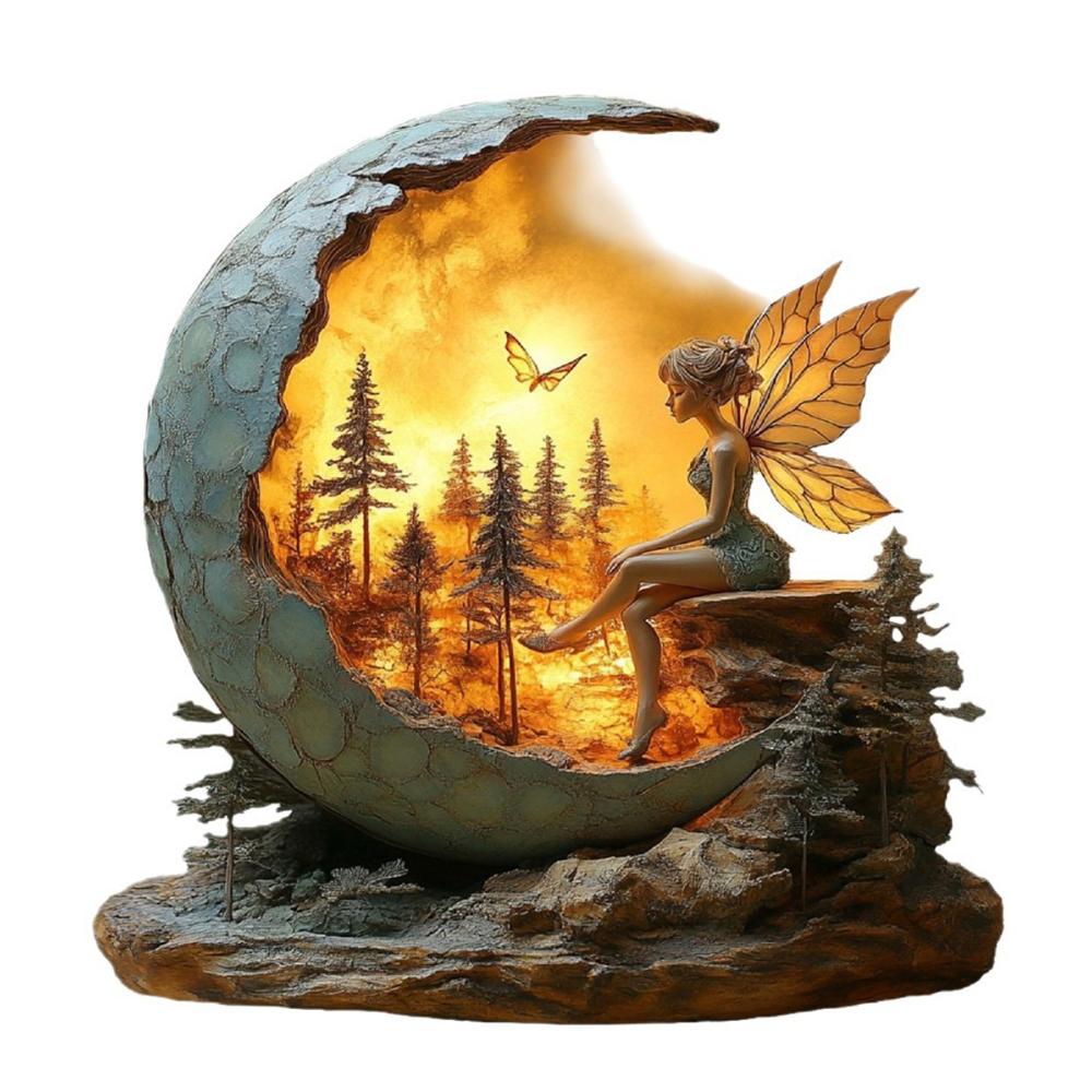 Bohemian Style Acrylic Fairy Ornament with Base Study Bedroom Living Room Waterproof Tabletop Decor