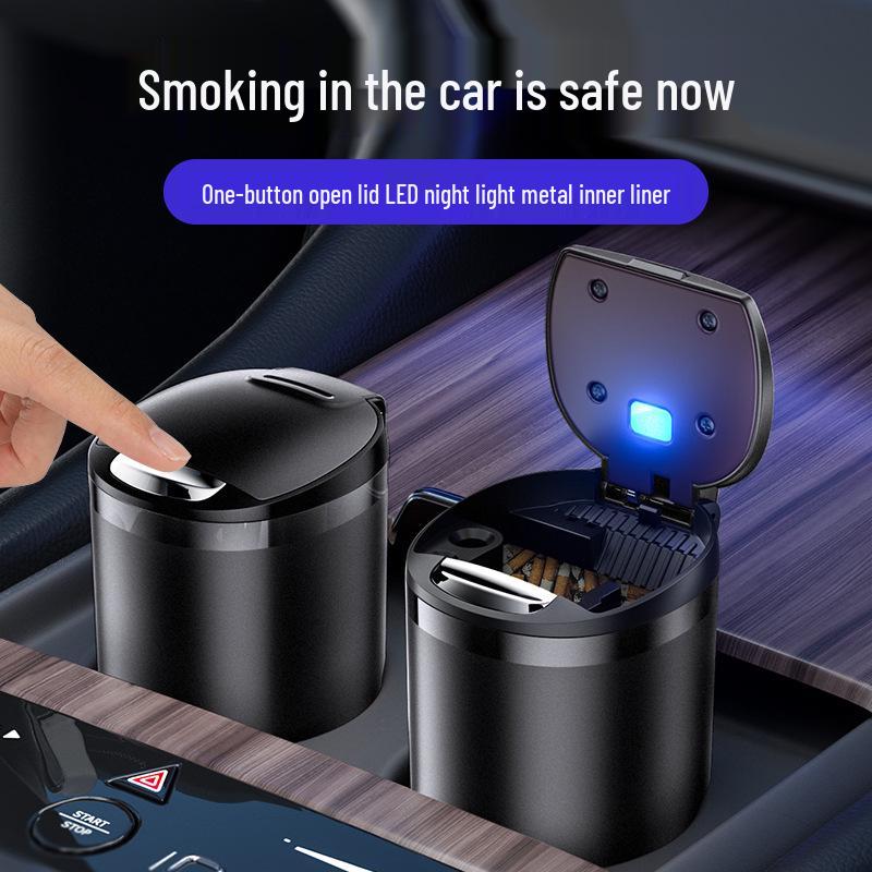 High-End Metal Car Ashtray with Lid: Anti-Drop Ornament for Car Interior