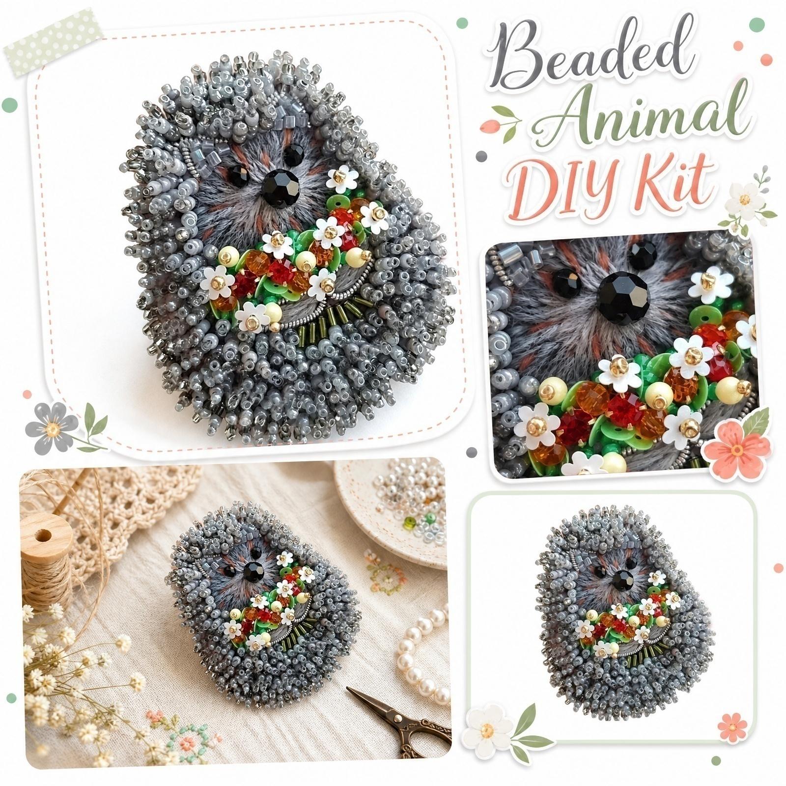 Beaded Animal DIY Kit Hedgehog Craft Materials Package Includes Beads Wire and Instructions for Handmade Decorative Art Project One Size белый