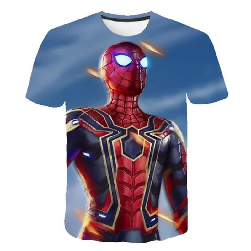 Summer Men's 3D Printed Marvel Superhero Spider-Man Pattern T-Shirt - Street Round-neck Short Sleeve Adult Sports Shirt