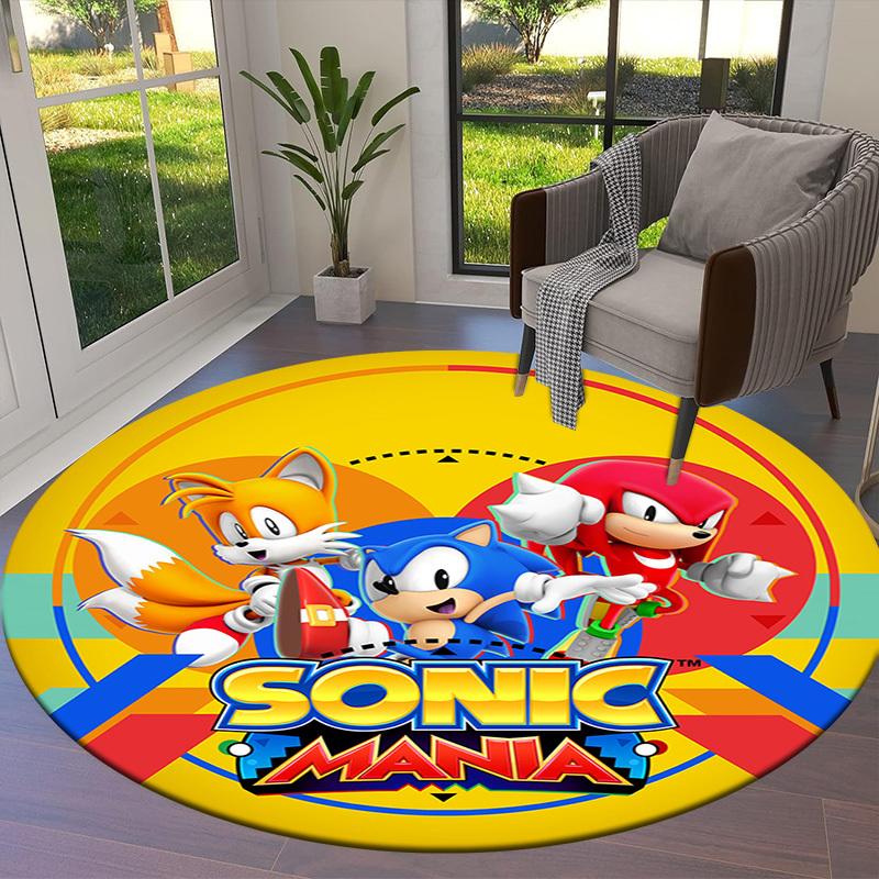 1pc Sonic Mania Characters Artwork Round carpet, Made of Polyester,Perfect for Decorating Office Chairs, Living Rooms,fplt065
