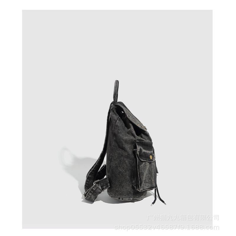 Large-capacity Double-shoulder Backpack, Washable Denim, Retro Niche Design Women's Bag