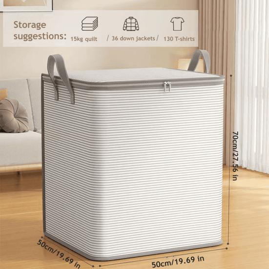 100/150/180/210ML Extra Large Clothes Storage Bag with Handle Heavy Duty Foldable Clothing Storage Bin with Lid Quilt Blanket Bedding Organizer Box