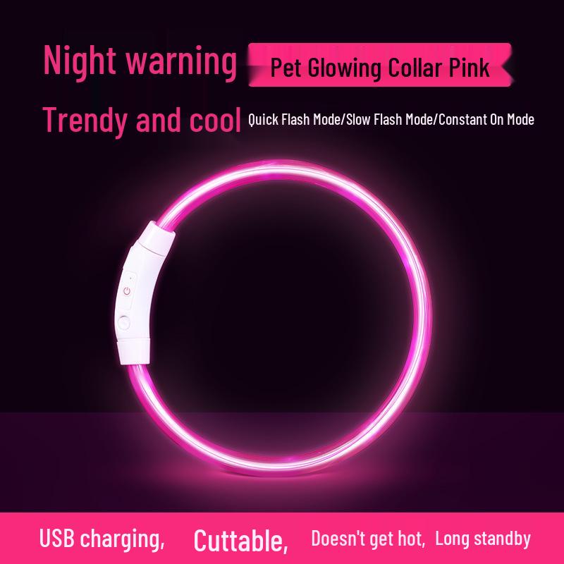 Rechargeable LED Glowing Collar for Dogs and Cats - Nighttime Safety Necklace
