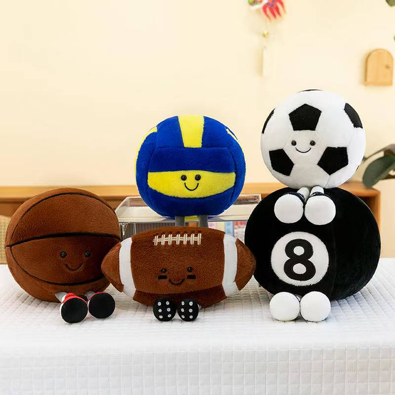 Latest Football, Basketball, Rugby Doll Kawaii Plush Toy Doll Cartoon Anime Cute Children's Birthday Gift Doll Christmas