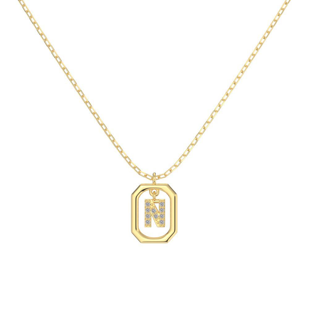 925 Silver Alphabet Pendant Necklace with Zircon Detailing - Women's Elegant & Unique Design