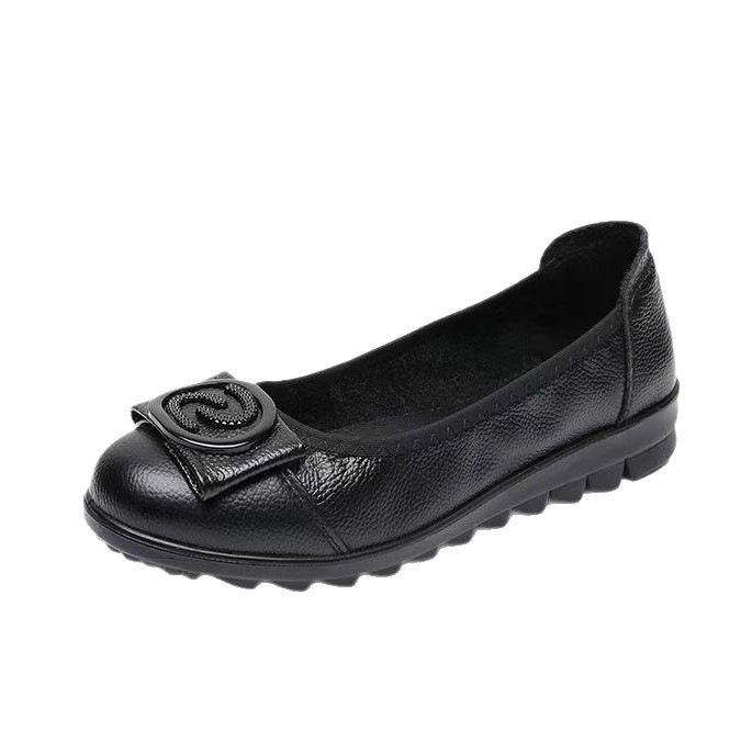 Comfortable shoes soft sole autumn new single shoes shallow mouth shoes medium leather shoes