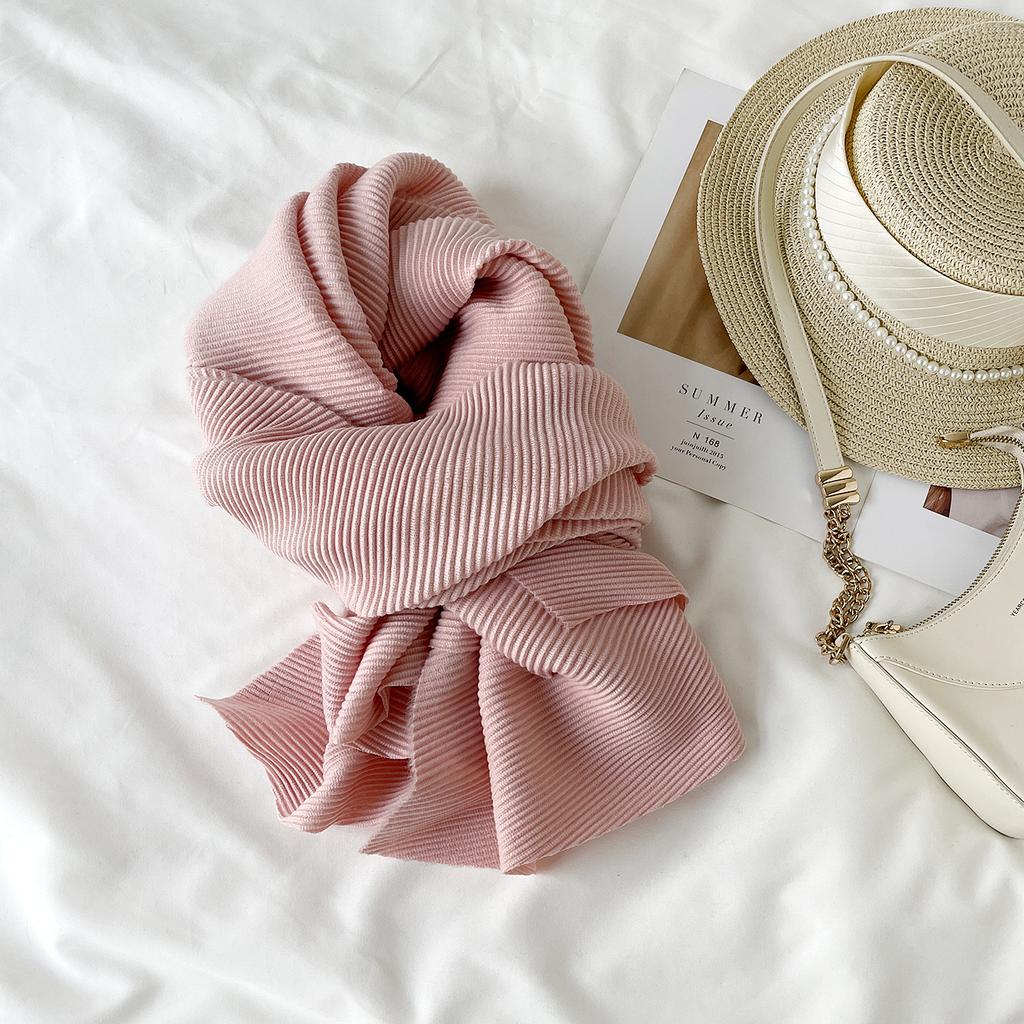 Wholesale Solid Color Scarf Winter Versatile Cashmere Scarf Fashion Pleated Warm Long Scarf Shawl Scarf Wholesale