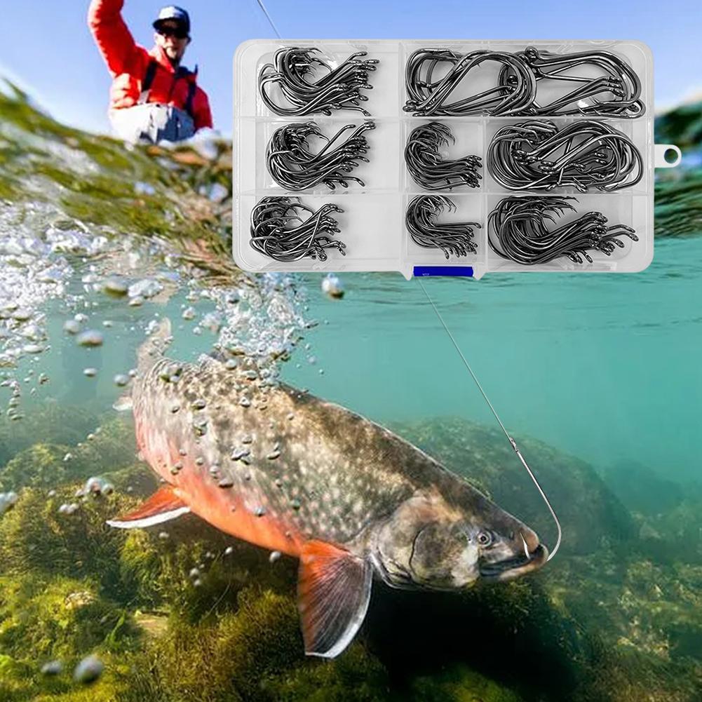 200pcs Octopus Fishing Hooks High Carbon Steel Barbed Fish Hooks Saltwater Carp Fishhook for Bass Salmon Fishing Accessories