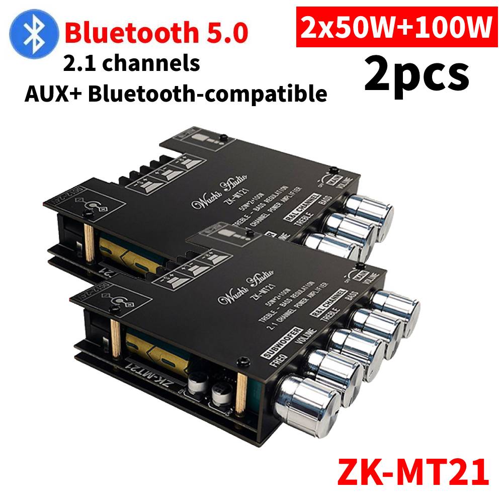 1/2PCS MT21 Subwoofer Amplifier Board Bluetooth 5.0 50WX2+100W 2.1 Channel Power Audio Stereo Amplifier Tone Bass AMP AUX 12V24