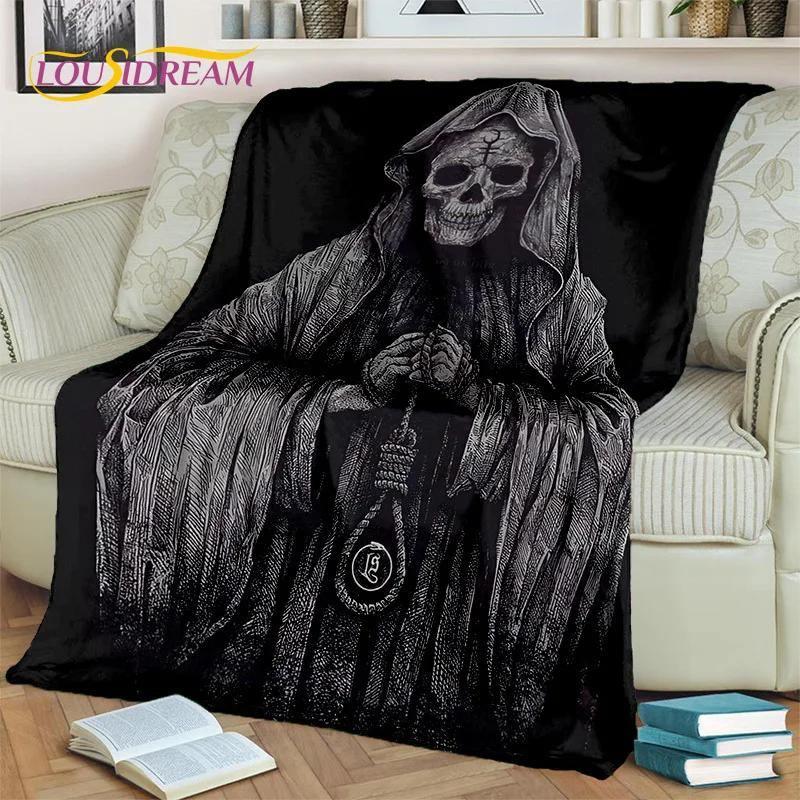 Horror Gothic Skull Ghost Cartoon  Blanket,Soft Throw Blanket for Home Bedroom Bed Sofa Picnic Travel Office Cover Blanket Kids