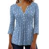 2025 Autumn European & American V-neck Print Long Sleeve Women's Blouse