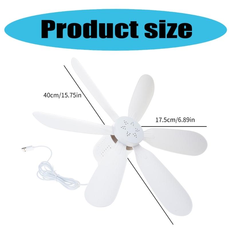 USB Mini Small Ceiling Fan Quiet USB 5V 5W Hanging Fan for Dorms and Marketplaces Outdoor Camping